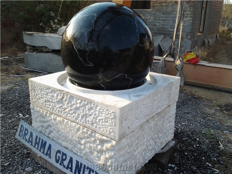 Absolute Black Granite Outdoor Garden Stone Sphere Globe Ball Fountain