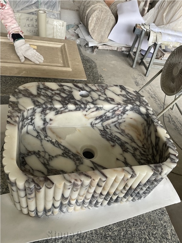 Calacatta Viola Solid Marble Wash Basin