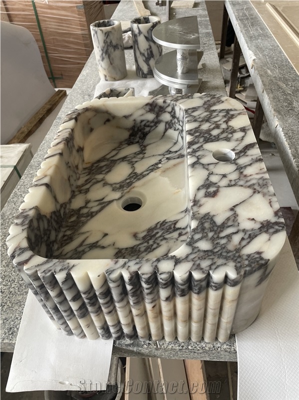 Calacatta Viola Solid Marble Wash Basin