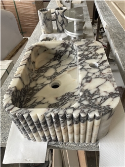 Calacatta Viola Solid Marble Wash Basin