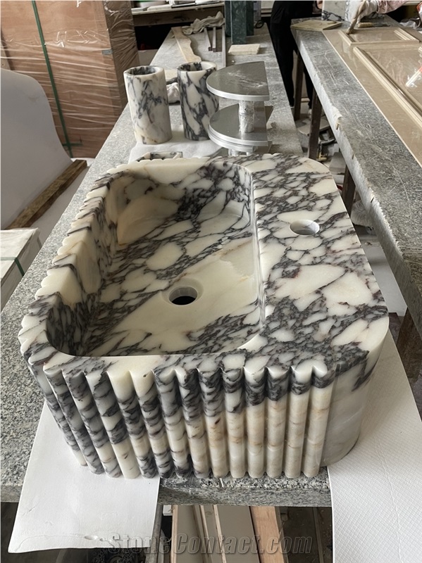 Calacatta Viola Solid Marble Wash Basin