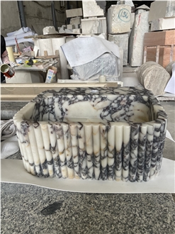 Calacatta Viola Solid Marble Wash Basin