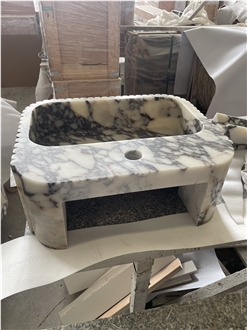 Calacatta Viola Solid Marble Wash Basin