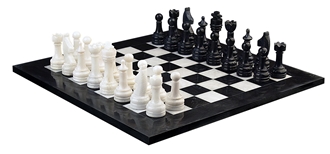 Jet Black And White Marble Chess Set Stone Inlay Crafts