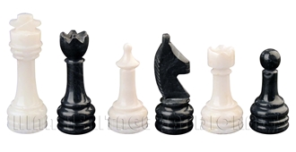 Jet Black And White Marble Chess Set Stone Inlay Crafts