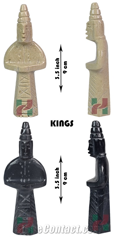 Verona Beige & Jet Black Marble Chess Pieces Set - Carved Handicraft