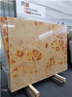 Modern Picasso Marble Slabs Orange Stone Wall Decoration