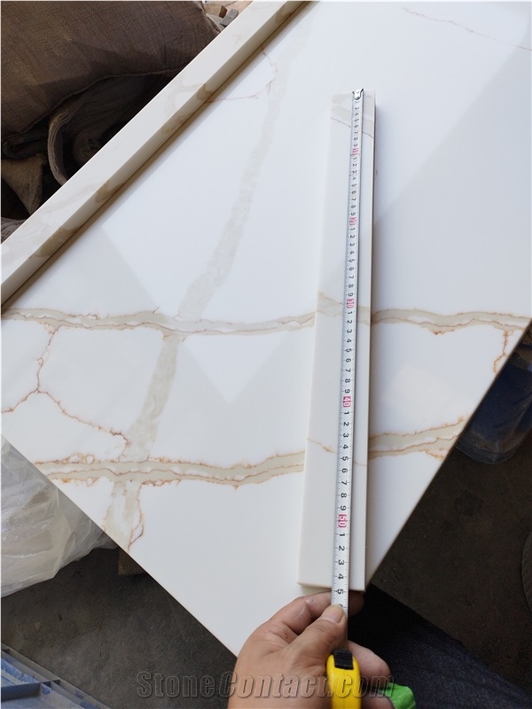 Calacatta Quartz 5017 Calacatta Gold Slabs For Quartz Tiles