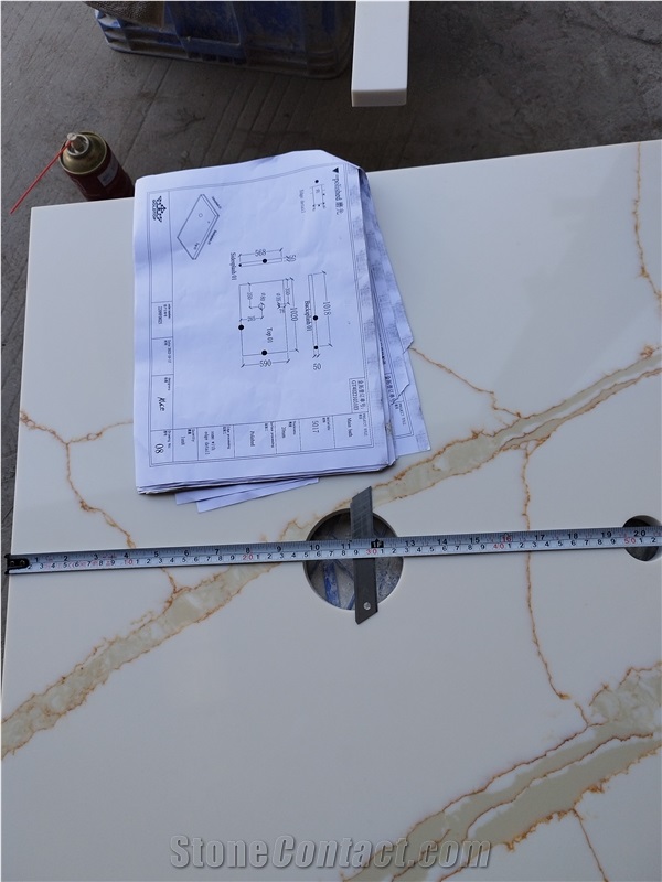 Calacatta Quartz 5017 Calacatta Gold Slabs For Quartz Tiles