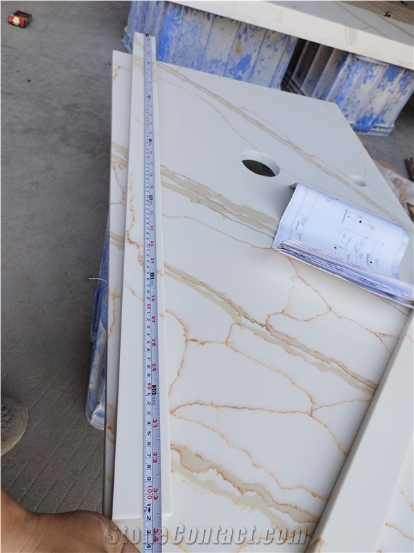 Calacatta Quartz 5017 Calacatta Gold Slabs For Quartz Tiles