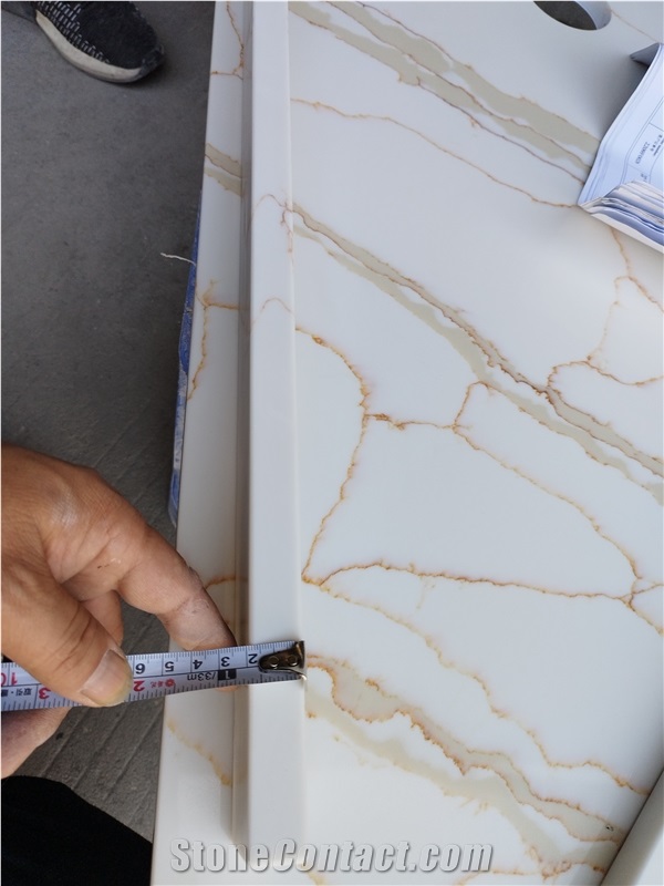 Calacatta Quartz 5017 Calacatta Gold Slabs For Quartz Tiles