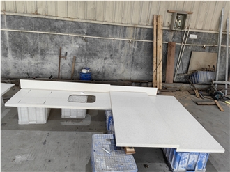 Custom Size Sink Cutout Artificial Quartz Kitchen Countertop