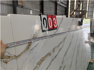 Super White Bookmatch 5066 Calacatta Fendy Slab Quartz Tiles