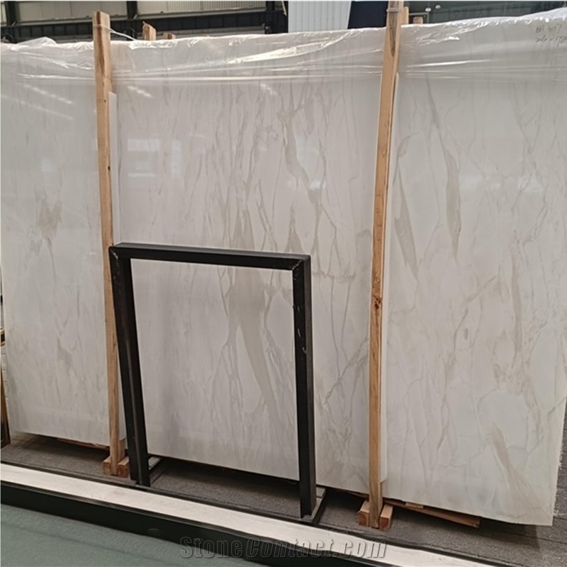 European Style White Fantasy Cary Ice Marble Slabs