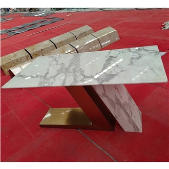 GOLDTOP Calacatta White Marble Square Table Tops For Hotel