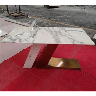 GOLDTOP Calacatta White Marble Square Table Tops For Hotel