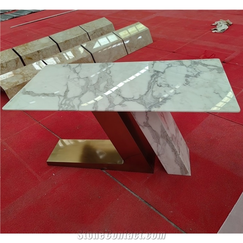 GOLDTOP Calacatta White Marble Square Table Tops For Hotel
