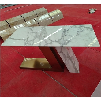 GOLDTOP Calacatta White Marble Square Table Tops For Hotel