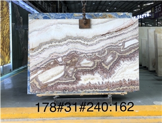 Goldtop New Quarry Natural RAINBOW White Onyx Tiles Slab