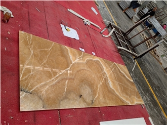 Goldtop New Quarry Natural Red Dragon Onyx Tiles Slab
