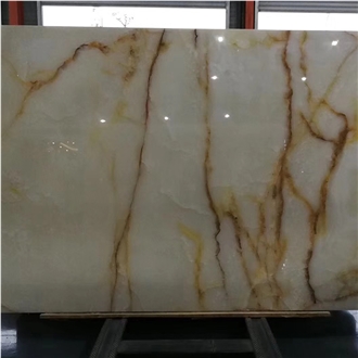 Goldtop New Quarry Natural Snow White Onyx Tiles Slab
