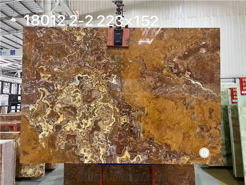 Goldtop New Quarry Natural Tiger Onyx Tiles Slab