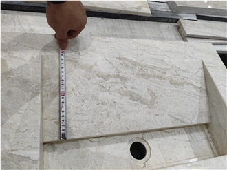 GOLDTOP OEM Natural Cappucino Marble Double Sink Bathroom Countertops