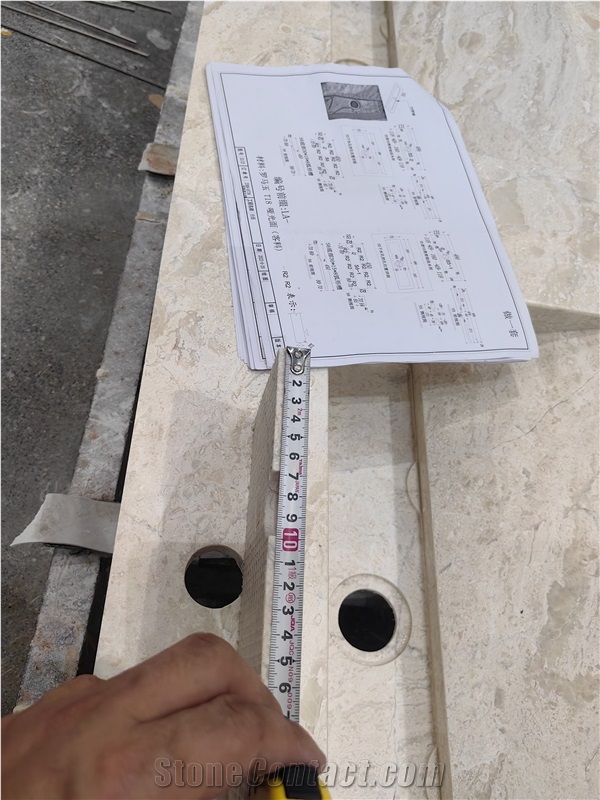 GOLDTOP OEM Natural Cappucino Marble Double Sink Bathroom Countertops