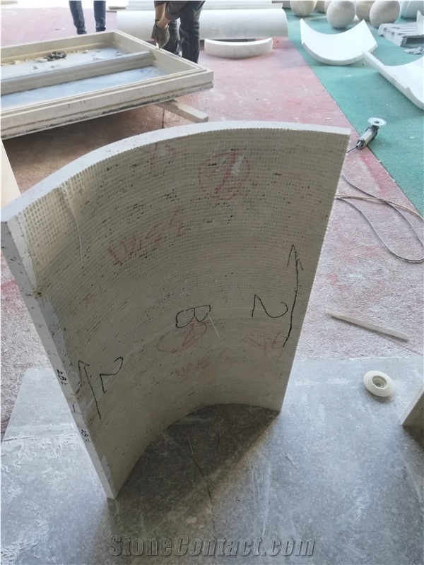 GOLDTOP OEM/ODM Italy Ivory White Travertine Curved Wall Tiles