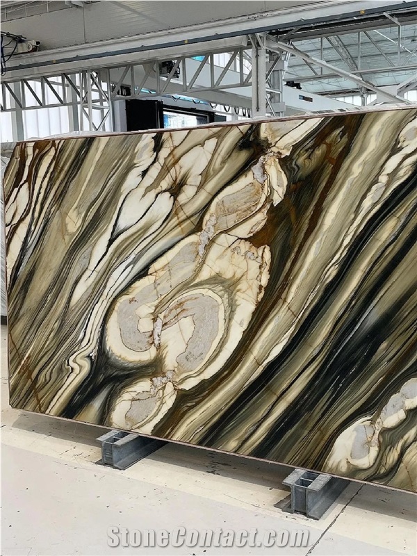 Luxury Unique Rough Edge Calacatta Oyster Marble Slabs