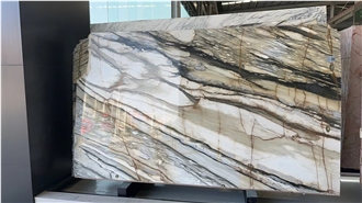 Luxury Unique Rough Edge Calacatta Oyster Marble Slabs