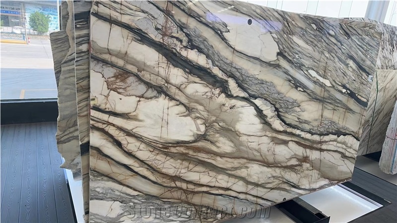 Luxury Unique Rough Edge Calacatta Oyster Marble Slabs
