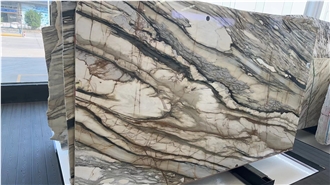 Luxury Unique Rough Edge Calacatta Oyster Marble Slabs