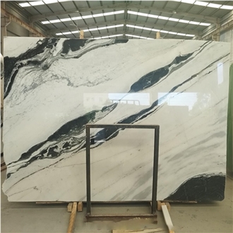 Polished Black Vein Panda White Marble Stair Steps And Risers