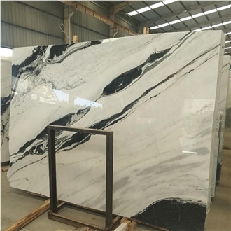 Polished Black Vein Panda White Marble Stair Steps And Risers