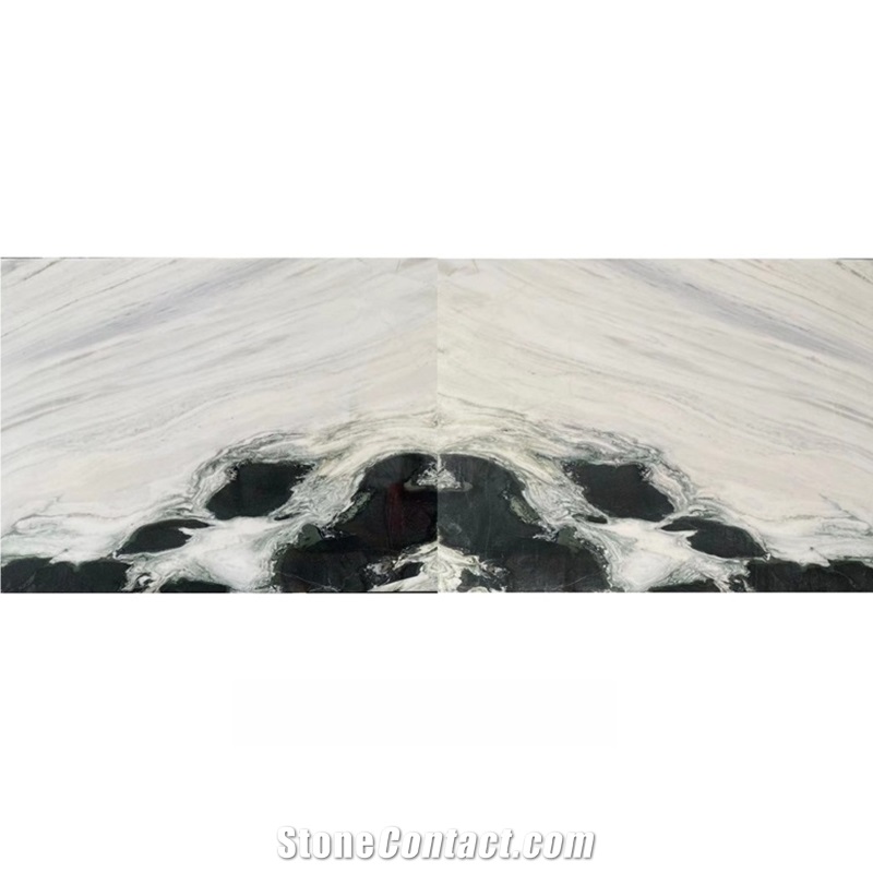 Polished Black Vein Panda White Marble Stair Steps And Risers
