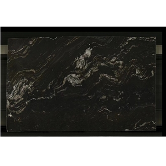 Polished Brazil Titanium Black Granite Slabs With Gold Veins