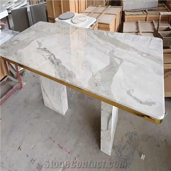 Akmonia Silver Marble Dining Table For Living Room