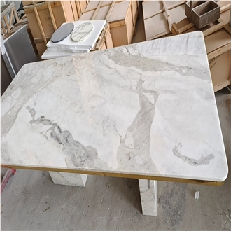Akmonia Silver Marble Dining Table For Living Room