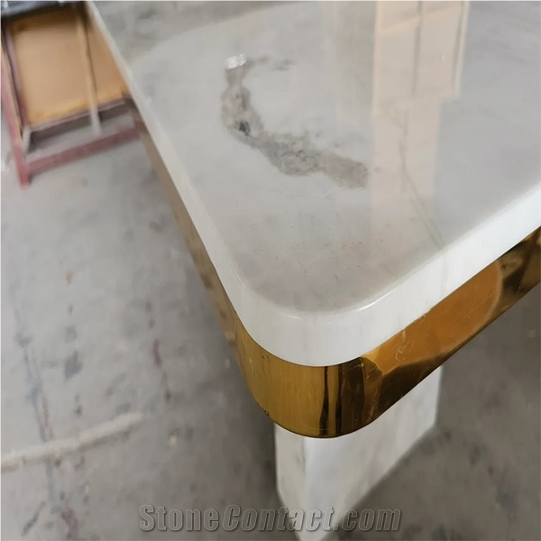 Akmonia Silver Marble Dining Table For Living Room
