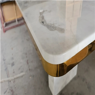 Akmonia Silver Marble Dining Table For Living Room