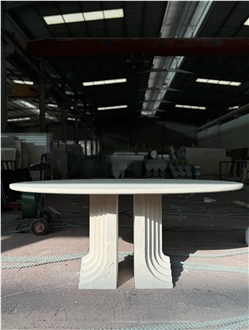 Custom Oval White Travertine Dining Table For Wholesale
