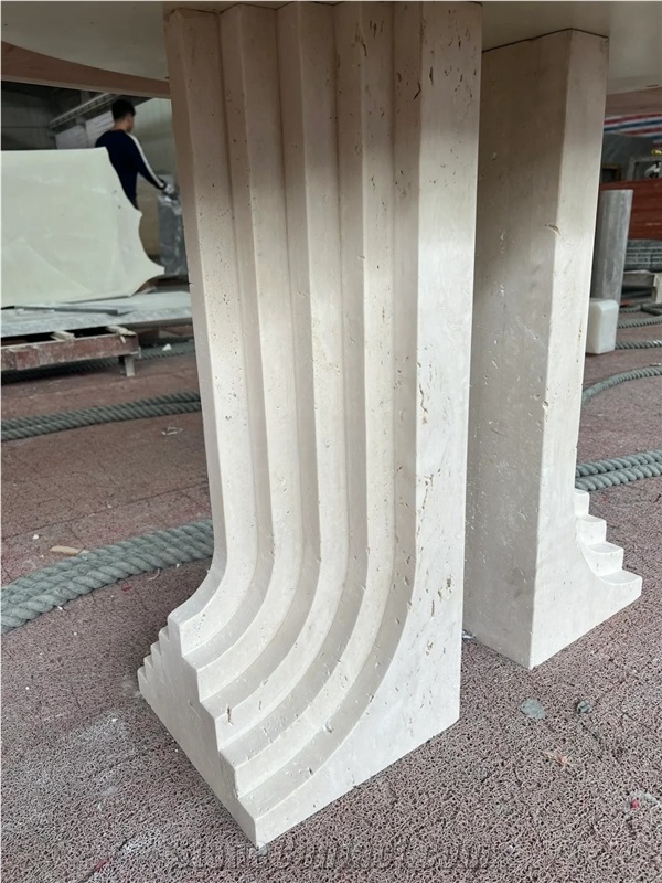 Custom Oval White Travertine Dining Table For Wholesale