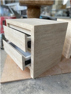 Custom Travertine Nightstand Bedroom Side Table Wholesale