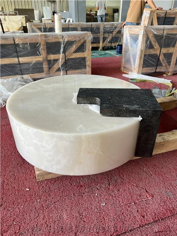 Custom White Onyx Stone Coffee Cafe Table Wholesale
