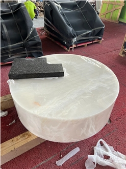 Custom White Onyx Stone Coffee Cafe Table Wholesale