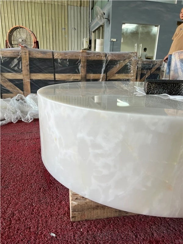Custom White Onyx Stone Coffee Cafe Table Wholesale