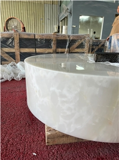 Custom White Onyx Stone Coffee Cafe Table Wholesale