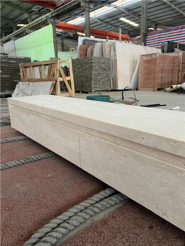 Custom White Travertine TV Stand Stone Unit Furniture