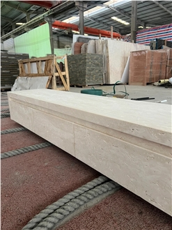 Custom White Travertine TV Stand Stone Unit Furniture